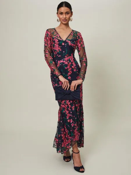 Phase Eight Collection 8 Платье макси Trisha с цветочной вышивкой, темно-синий/розовый