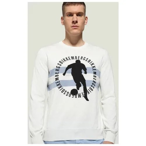 Пуловер для мужчин, BIKKEMBERGS, модель: CS34G11X1489Y20, цвет: голубой, размер: XL
