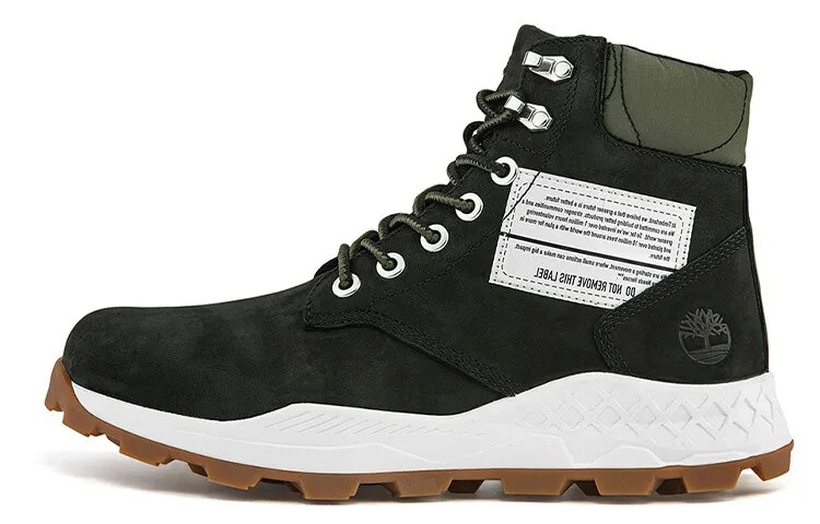 Ботинки Timberland 6 Inch Brooklyn Side Zip Wide Fit Boots 'Black Nubuck With Green Padded Collar'