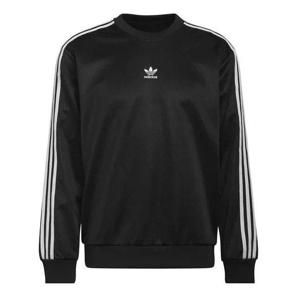 Толстовка Men's adidas originals Stripe Solid Color Round Neck Pullover Long Sleeves Black, мультиколор