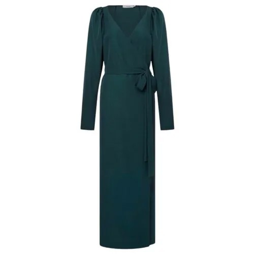 Платье с запахом The Robe, вискоза, в классическом стиле, макси, размер S, зеленый