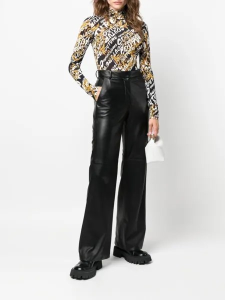 Топ с длинными рукавами и логотипом Versace Jeans Couture, черный