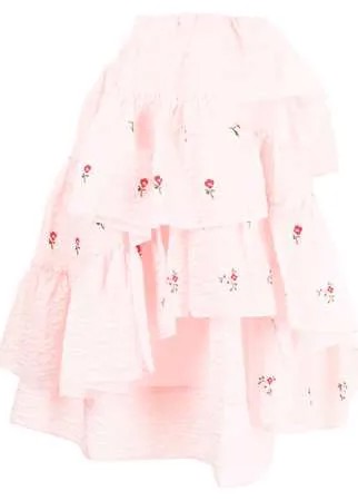 Simone Rocha юбка с оборками и вышивкой