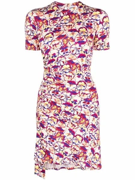 Paco Rabanne платье асимметричного кроя с цветочным принтом