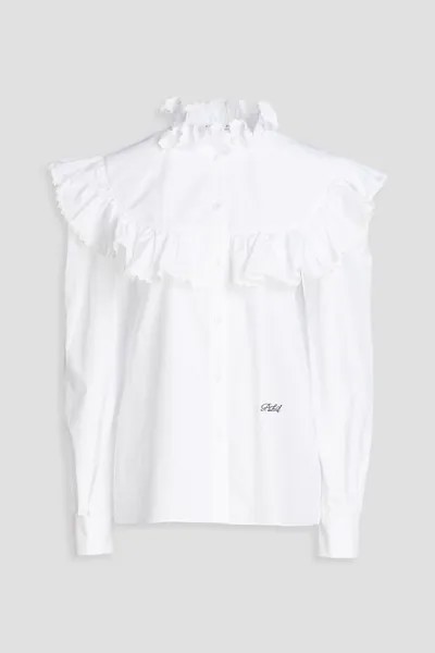 Блузка из хлопкового поплина с оборками и вышивкой PHILOSOPHY DI LORENZO SERAFINI, белый