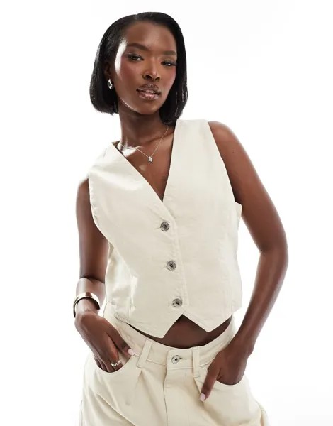 Бежевый джинсовый жилет ASOS DESIGN Weekend Collective