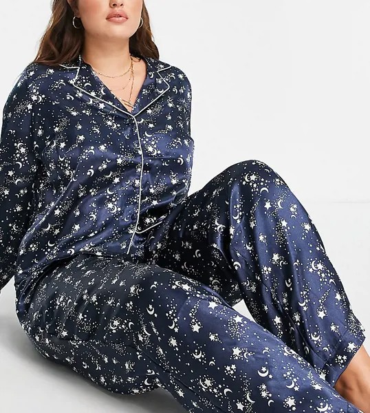 Комбинируемые пижамные брюки с космическим принтом Vero Moda Curve-Разноцветный
