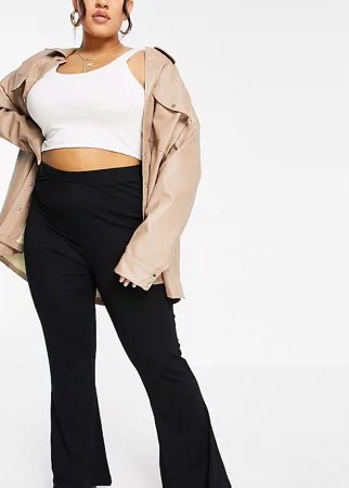 Черные расклешенные брюки ASOS DESIGN Curve-Черный цвет