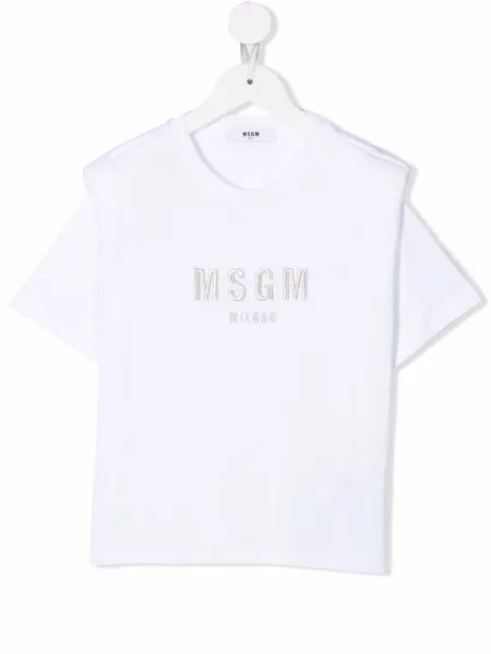 MSGM Kids футболка с вышитым логотипом