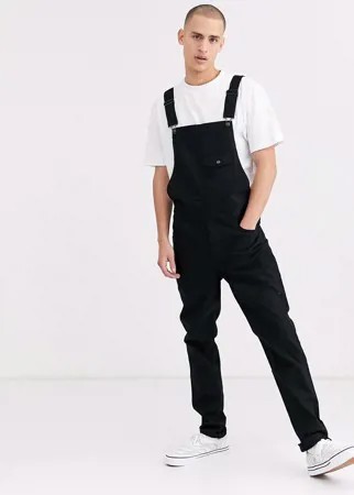 Черный джинсовый комбинезон зауженного кроя ASOS DESIGN