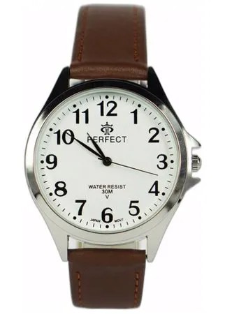 Perfect часы наручные, мужские, кварцевые, на батарейке, кожаный ремень, японский механизм GX017-412-5
