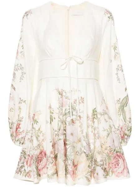 ZIMMERMANN льняное платье мини Waverly, белый