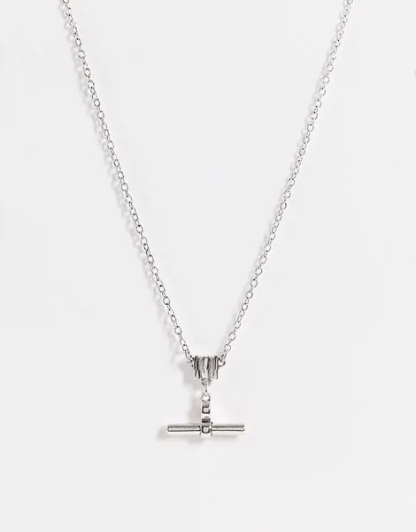 Серебристое ожерелье с Т-образной планкой Icon Brand-Серебристый
