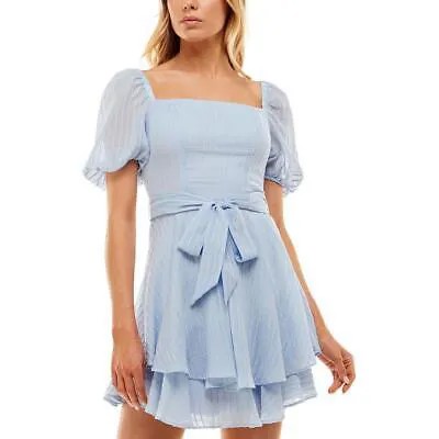 Женское летнее мини-платье с текстурированными рукавами-фонариками B. Darlin для юниоров BHFO 7581