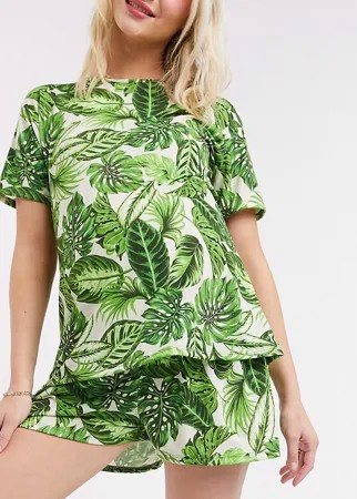 Зеленые шорты от пижамы с пальмами ASOS DESIGN Maternity-Многоцветный
