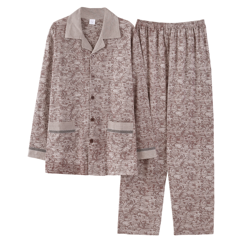 Весенняя трикотажная пижама 4XL, топ + брюки, длинные рукава, новый пижамный комплект, пижама, хлопковый Мужской комплект из 2 предметов, мужской стиль