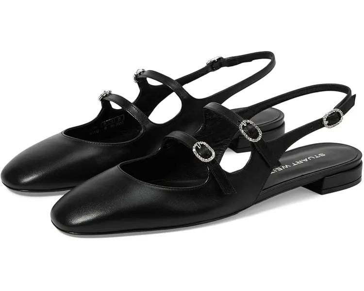 Туфли на плоской подошве Stuart Weitzman Claris Mj Slingback, черный
