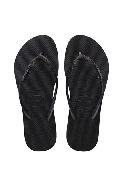 Узкие женские пляжные тапочки на плоской платформе Havaianas, черный