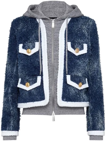 DSQUARED2 твидовая куртка на молнии, синий