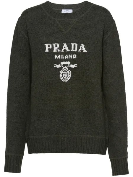 Prada джемпер с логотипом, зеленый