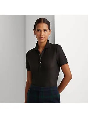 LAUREN RALPH LAUREN Женская черная рабочая рубашка-поло с короткими рукавами и воротником XL