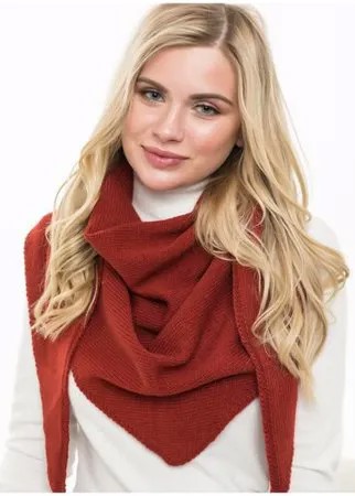 Женский теплый шарф-платок из шерсти, ТМ Reflexmaniya, цвет - терракотовый.