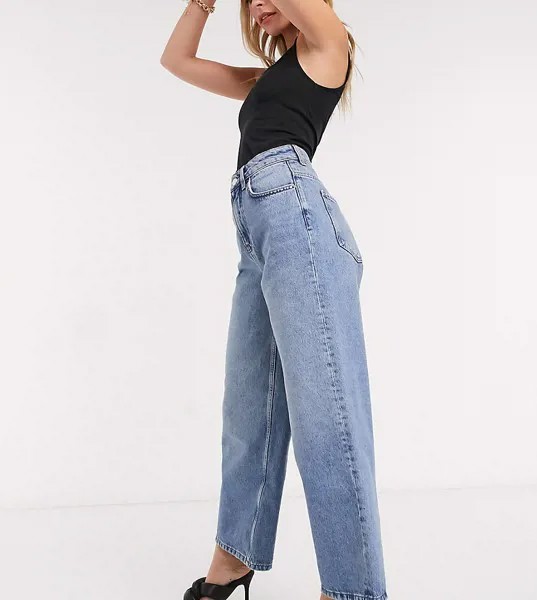 Яркие свободные джинсы в винтажном стиле с завышенной талией из переработанного смесового хлопка ASOS DESIGN Petite-Голубой