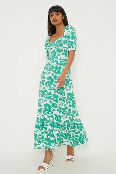 Платье миди с цветочным принтом Sweetheart Dorothy Perkins, зеленый