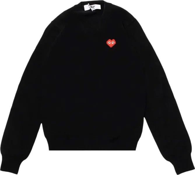 Пуловер Comme des Garçons PLAY Heart V Neck Pullover 'Black', черный