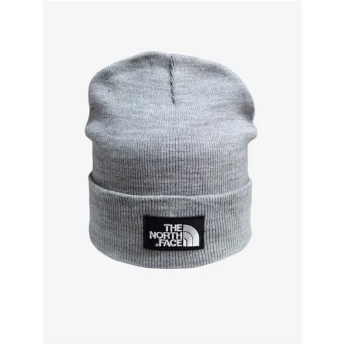Шапка бини The North Face, демисезон/зима, хлопок, размер 50/58, серый