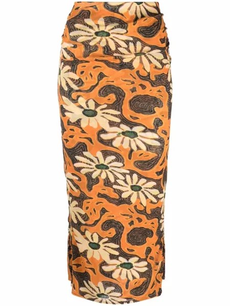 Nanushka укороченные брюки с цветочным принтом