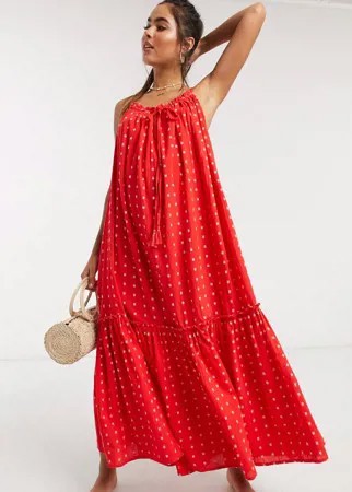 Красное пляжное платье макси с высокой горловиной Accessorize-Красный