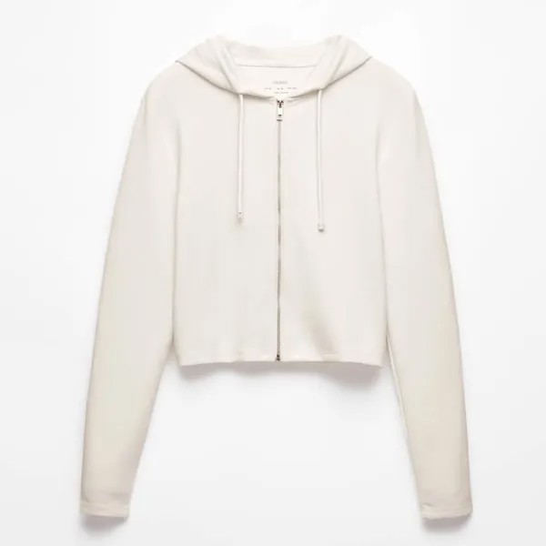 Толстовка Oysho Snug Modal Crop Hooded, кремово-белый