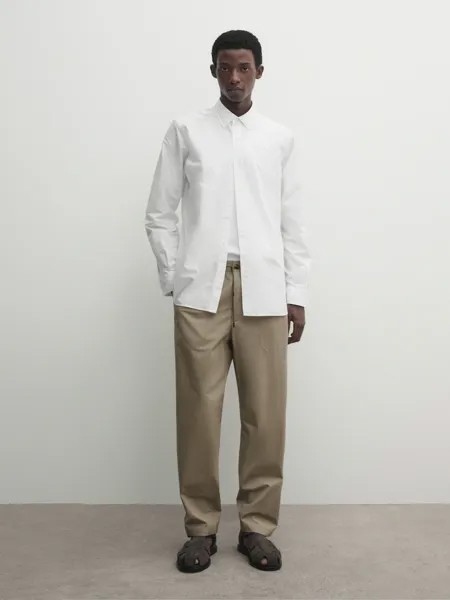Брюки-Джоггеры из поплина Massimo Dutti, хаки