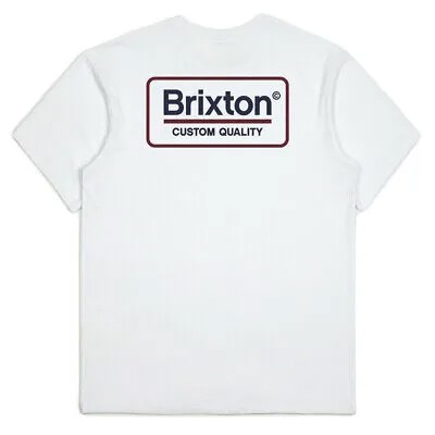 Мужская футболка Brixton Palmer с короткими рукавами (белая/темно-синяя) с рисунком