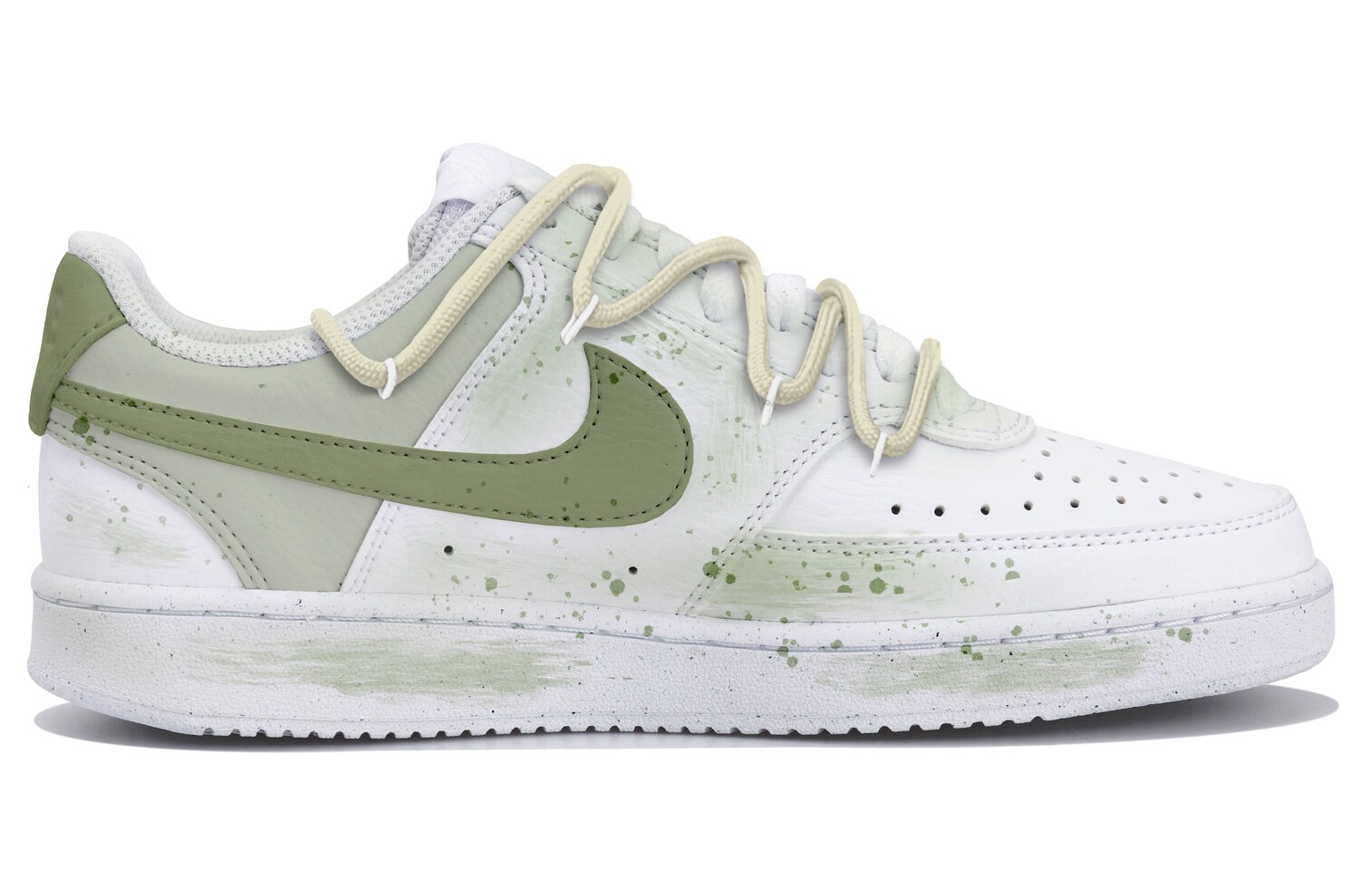 Кроссовки Nike Court Vision 1 Skateboarding Shoes Women's Low-top White/green, зеленый
