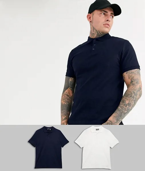 2 трикотажных поло из органического хлопка ASOS DESIGN-Мульти