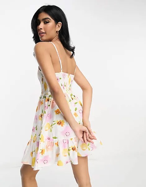 Мини-сарафан с квадратным вырезом и сборками ASOS DESIGN