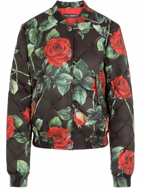 Dolce & Gabbana стеганая куртка с цветочным принтом