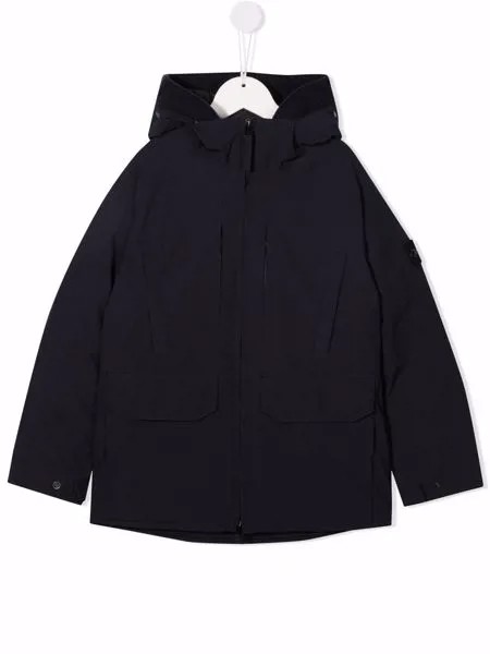 Stone Island Junior куртка с капюшоном и нашивкой-логотипом