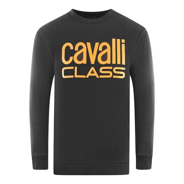 Черная толстовка с ярким логотипом бренда Cavalli Class, черный
