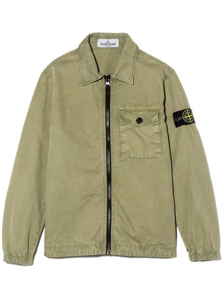 Stone Island Junior куртка на молнии с нашивкой Compass