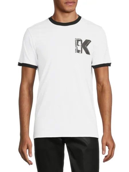 Футболка с логотипом и графическим рисунком Karl Lagerfeld Paris, белый