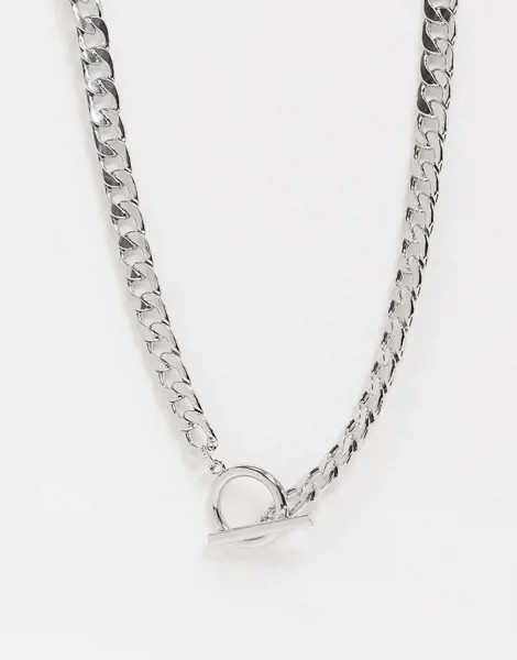 Серебристое ожерелье-цепочка с крупными звеньями ASOS DESIGN-Серебряный