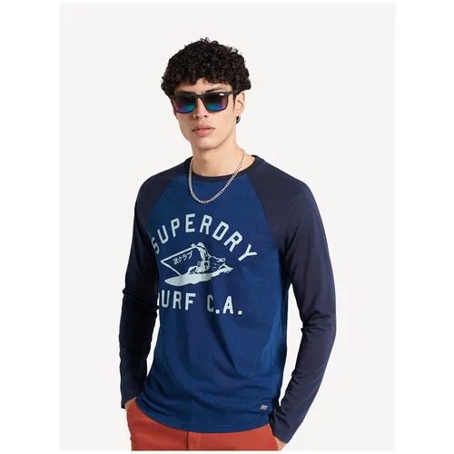 Лонгслив Superdry CALI SURF LS BASEBALL TOP, Цвет Синий, Размер S