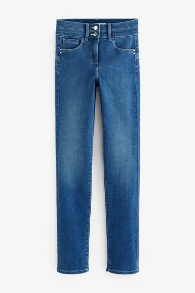 Приталенные джинсы утягивающие и моделирующие фигуру Next, синий