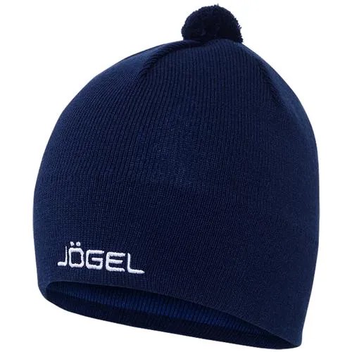 Шапка бини Jogel зимняя, шерсть, помпон, вязаная, размер S (50-54), синий