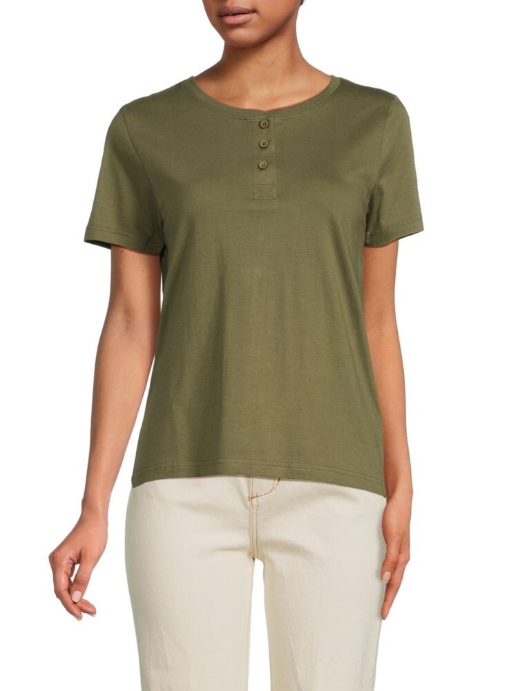 Свободная футболка с рисунком Хенли Saks Fifth Avenue, цвет Olive