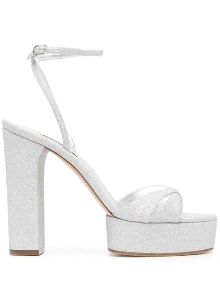 Casadei босоножки Betty Citylight 130 на платформе, серебристый