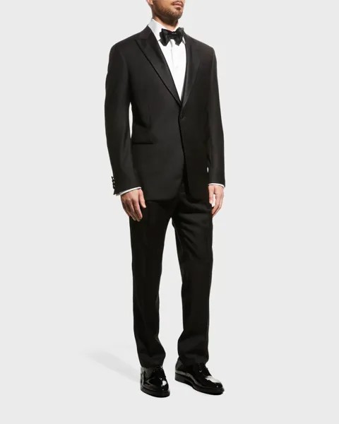 Мужской однотонный смокинг с острыми лацканами Emporio Armani, цвет Solid Black